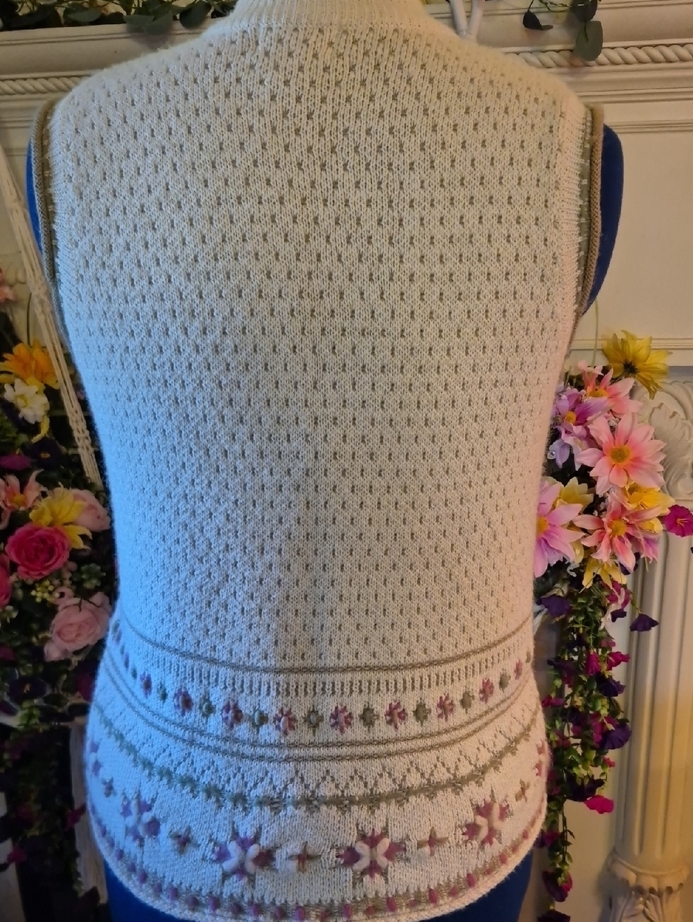 Woolrich Womens Floral Knit Full Zip Sweater Vest. Sz.L.(#2013D) vintage 90's. - Picture 4 of 16